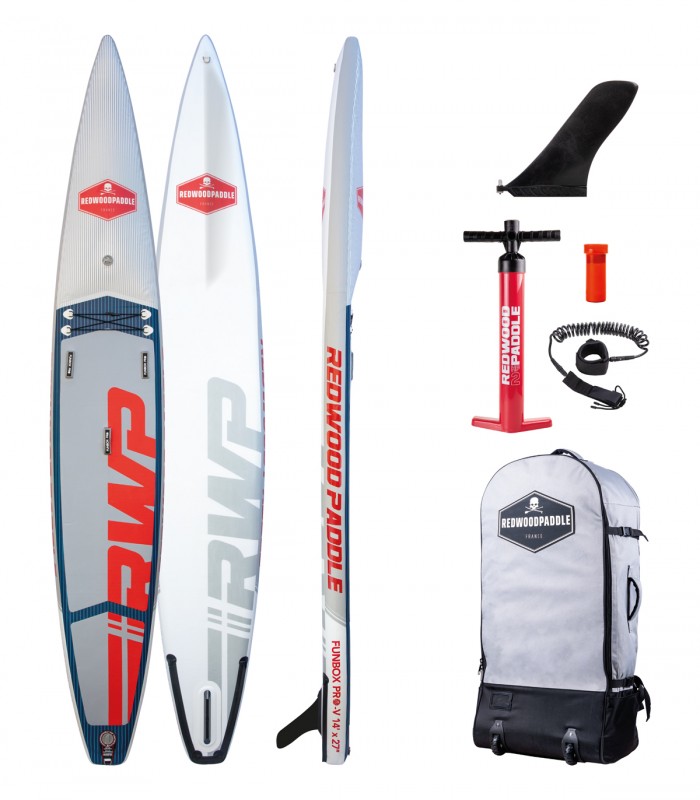 Tabla Stand Up Paddle Surf  Hinchable Funbox Pro V Race 14′ x 27'' Redwoodpaddle woven doble capa