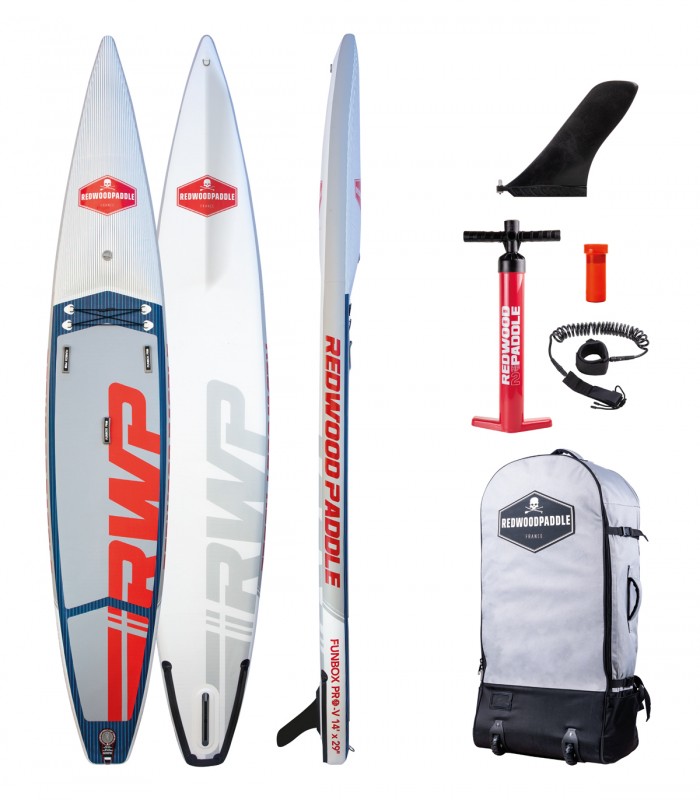 Tabla Stand Up Paddle Surf  Hinchable Funbox Pro V Race 14′ x 29'' Redwoodpaddle woven doble capa