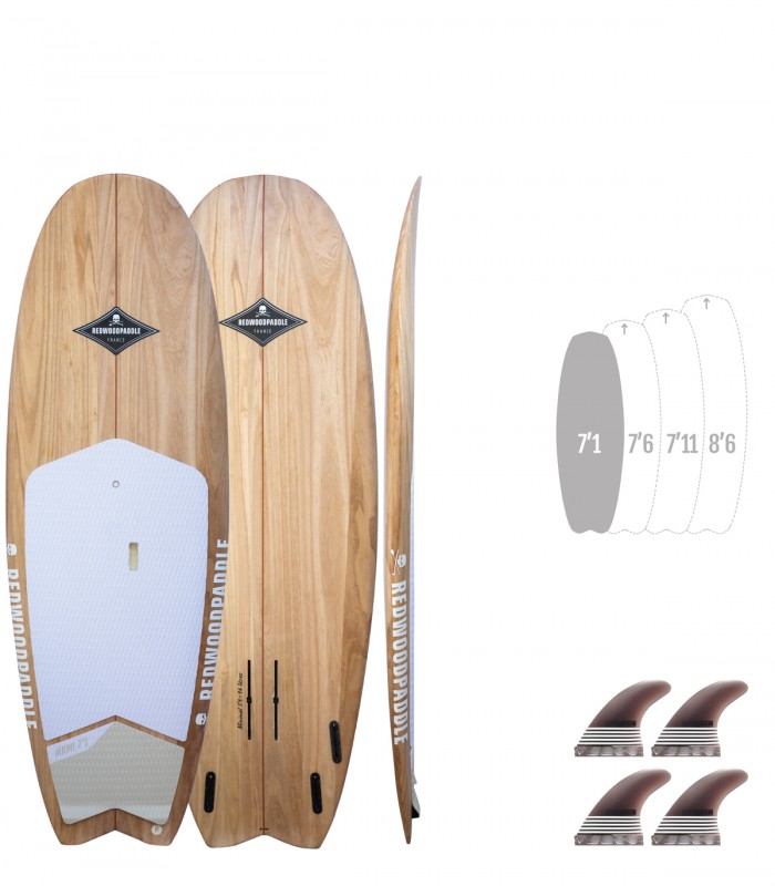 Minimal Natural Wood - Tabla Stand Up Paddle Surf Redwoodpaddle madera natural paulownia calavera skull