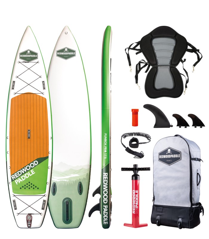 Tabla Stand Up Paddle Surf  Hinchable Funbox Pro Explorer 11'6 Redwoodpaddle con silla kayak