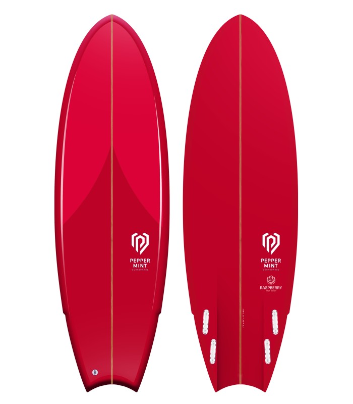 Tabla de surf en resina tintatda Peppermint Surfboards Half Moon 5'11 Raspberry