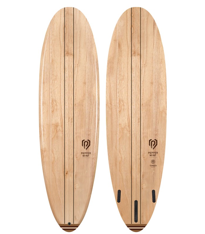 Tabla de surf en madera natural Peppermint Surfboards Munchy 6'8 Timber